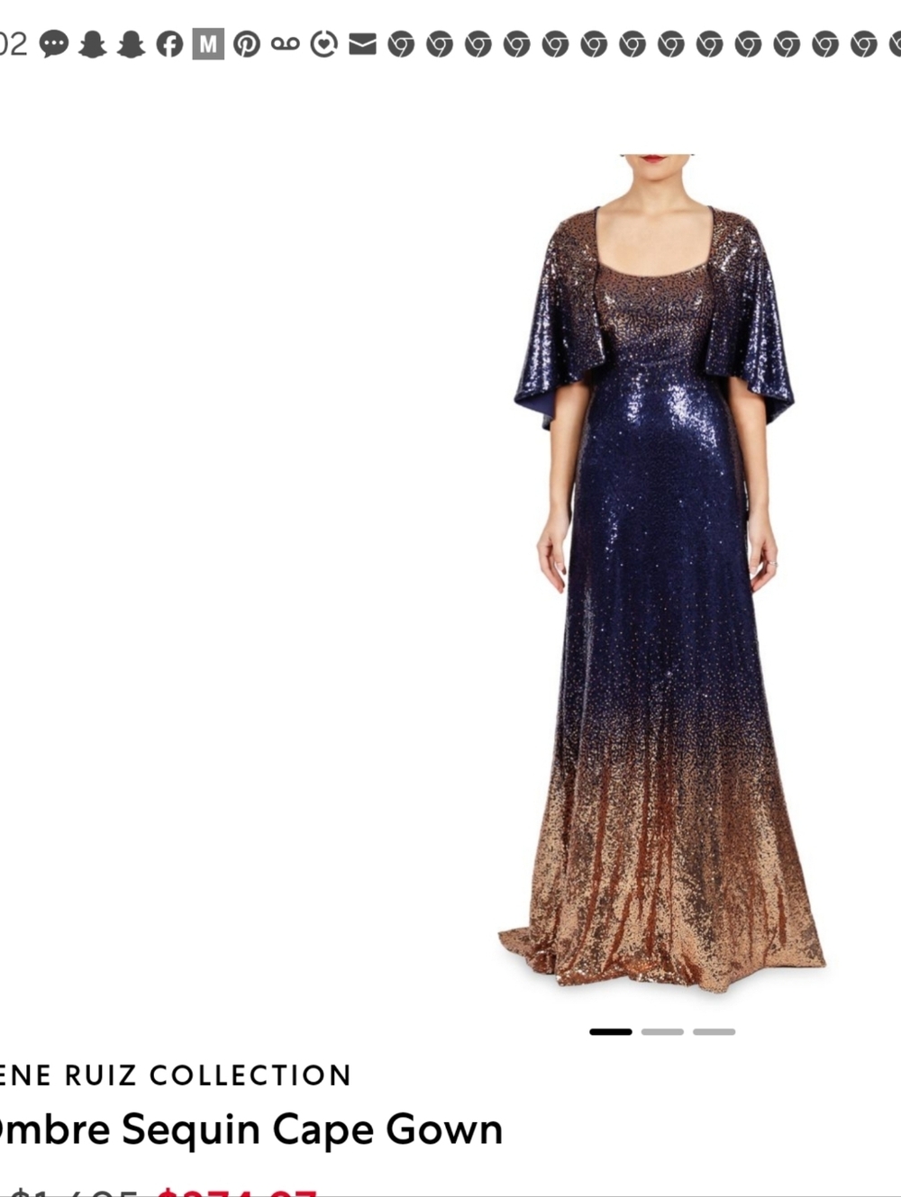 Rene Ruiz Strapless Blue and Gold Dress
